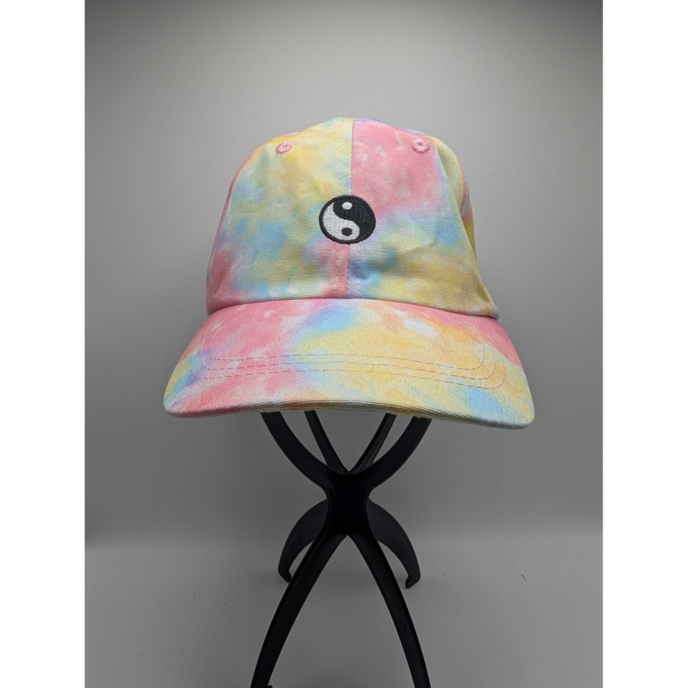 Yin Yang Tie Dye Baseball Cap Pastel Pink Yellow Blue Adjustable Hat RN14750